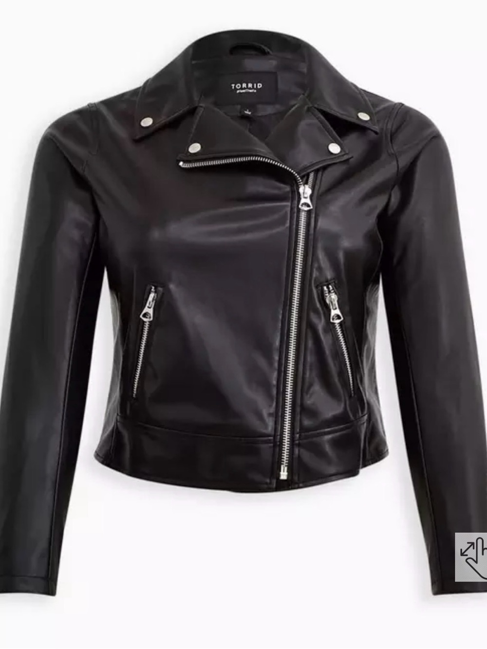 torrid Black Faux Leather moto Biker Jacket with Silver accent Sz 4 NWT